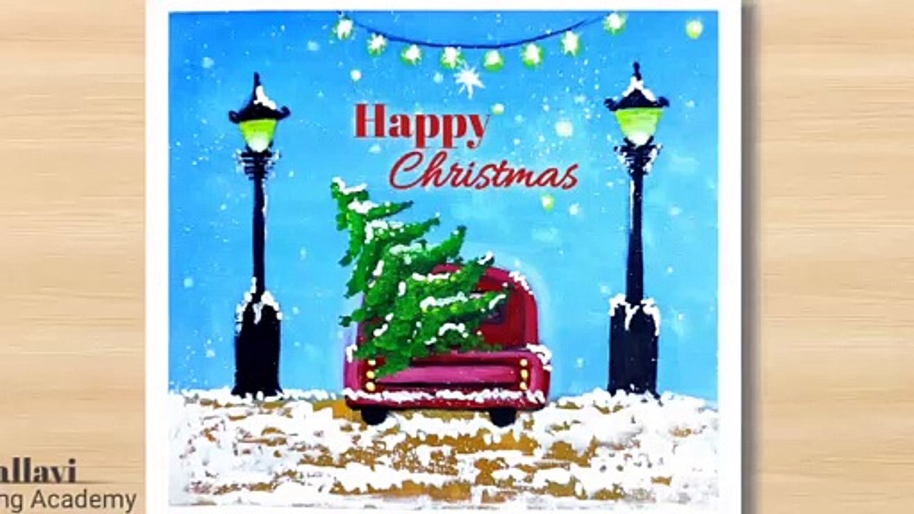 Happy christmas Day painting for beginners step by step _ Poster painting_Pallavi Drawing Academy(1080P_60FPS)