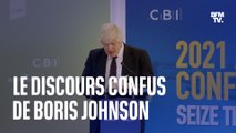 De Peppa Pig aux pertes de notes, le discours chaotique de Boris Johnson devant les patrons britanniques