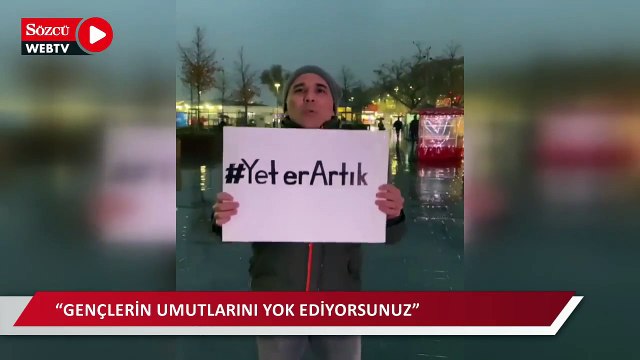 'İnternetçi arkadaş'tan yağmur altında pankartlı protesto: Yeter Artık