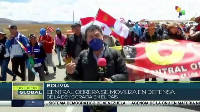 Central Obrera de Bolivia se moviliza en defensa de la democracia y en apoyo a Luis Arce