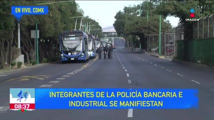 Integrantes de la Policía Bancaria e Industrial se manifiestan en la CDMX