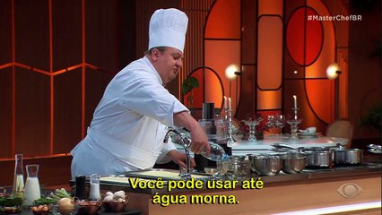 O jurado dá aula especial para os cozinheiros amadores antes da Prova de Eliminação; eles devem reproduzir robalo en crôute feito pelo chef