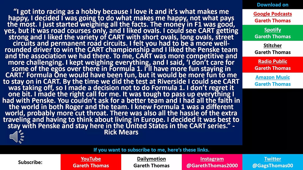Classic Motorsports Podcasts - Rick Mears