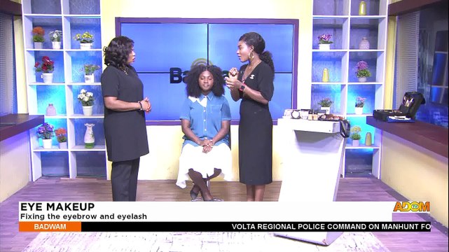 EYE MAKEUP: Fixing the eyebrow and eyelash - Badwam Afisem on Adom TV (24-11-21)