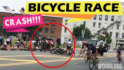 'Multiple riders, traveling in tight formation, go down like dominoes during race'