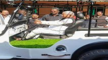 Lalu Prasad rides jeep, JDU alleges him of breaking rules