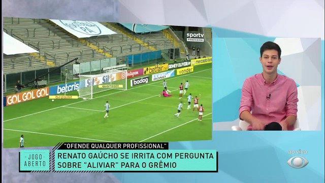 DEU BRIGA NO DEBATE DE HOJE! Renata Fan ficou indignada com a postura do Renato Gaúcho na partida contra o Grêmio. Ronaldo Giovaneli, Héverton Guimarães, Chico Garcia, Sgarbi e Denílson Show tretaram ao vivo! Se liga! #JogoAberto