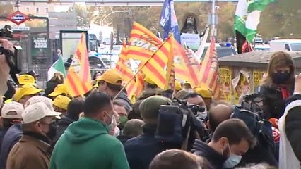 Protesta del sector hortofrutícola frente al Ministerio de Agricultura