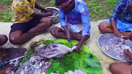 OCTOPUS COOKING and EATING _ Big Size Octopus fry _ Seafood Recipe Cooking in Vi