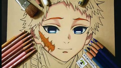 61b Draw Sabito (an anime character) by using prismacolor pencis