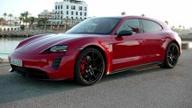 The new Porsche Taycan GTS Sport Turismo Design in Carmine Red