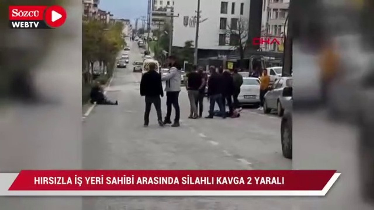Hırsızla iş yeri sahibi arasında silahlı kavga
