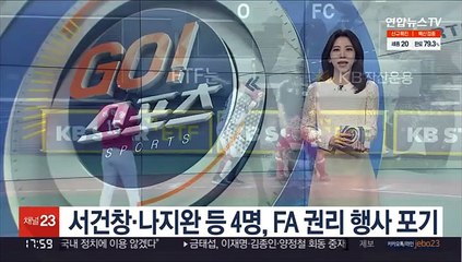 서건창·나지완 등 4명, FA 권리 행사 포기