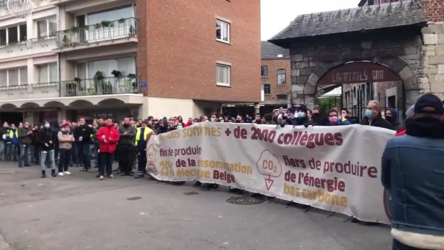 Les travailleurs de la centrale nucléaire devant chez Ecolo