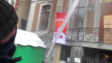 Manifestation de travailleurs de la central nucléaire à Huy