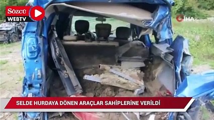 Sel felaketinde hurdaya dönen araçlar, sahiplerine teslim edildi