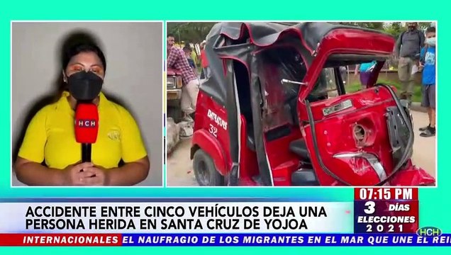 Accidente vial entre cinco vehículos deja pérdidas materiales en Santa Cruz de Yojoa