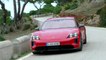 The new Porsche Taycan GTS Sport Turismo in Carmine Red Driving Video
