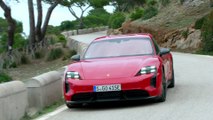 The new Porsche Taycan GTS Sport Turismo in Carmine Red Driving Video