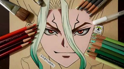 62b  Ishigami Senkuu，Prismacolor pencils, more on YT@RogenRu