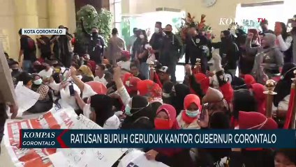 Ratusan Buruh Geruduk Kantor Gubernur Gorontalo