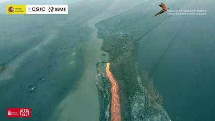 Volcán de La Palma: los centros de emisión de lava, a vista de dron