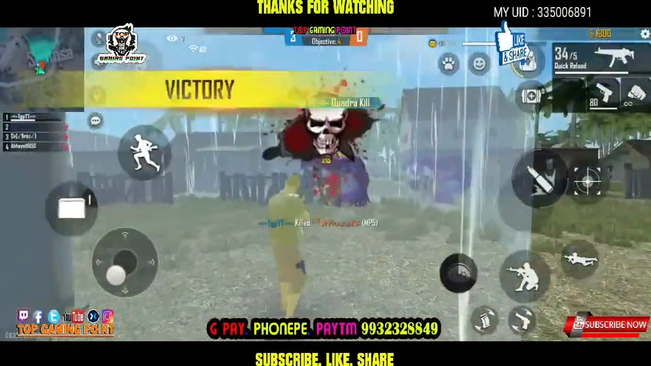 QUADRA KILLS IN CLASH SQUAD RANK (GARENA FREE FIRE) Top Gaming Point TgpYT TgpArmy