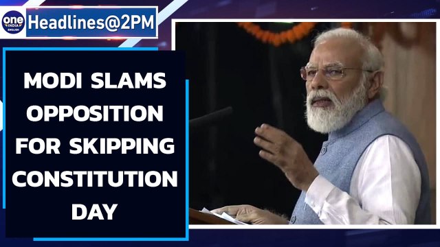 PM Modi slams Opposition for skipping Constitution Day celebration in Parliament | Oneindia News