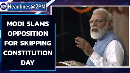 PM Modi slams Opposition for skipping Constitution Day celebration in Parliament | Oneindia News