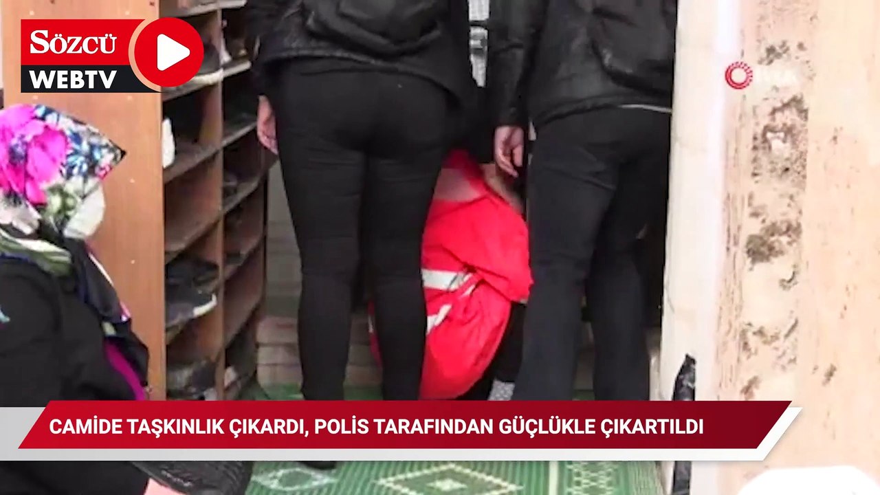 Camide uygunsuz hareketlerde bulunan Rus kadın, polis tarafından güçlükle çıkartıldı