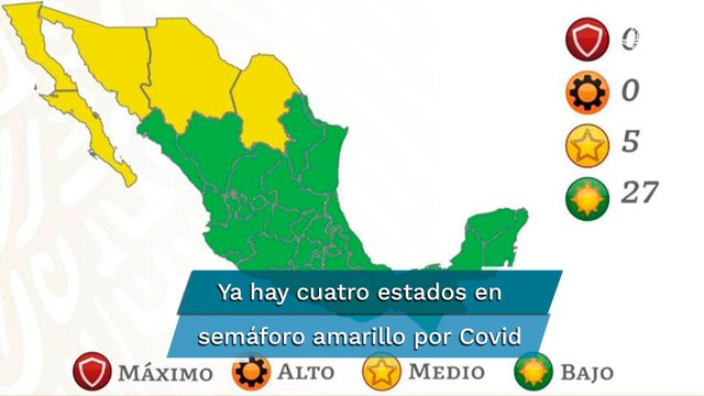 Semáforo epidemiológico regresa 4 estados fronterizos a amarillo