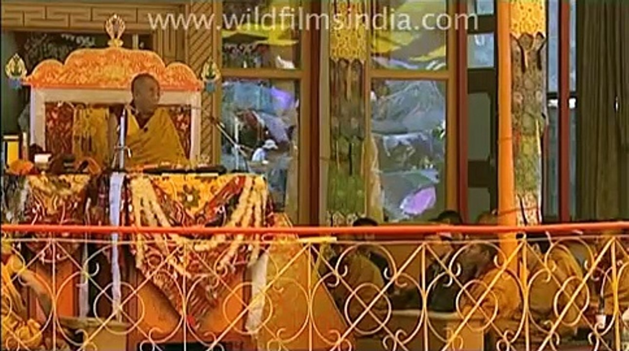 Dalai Lama addressing Tibetans