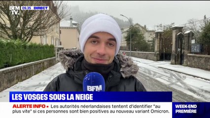 Dans les Vosges, les rues de Remiremont recouvertes d'un beau manteau neigeux