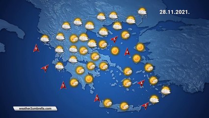 Η πρόγνωση του καιρού για την Κυριακή 28-11-2021