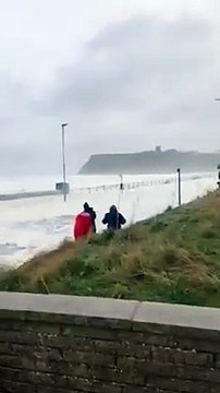 WATCH: Beachgoers caught up in huge Scarborough seafront waves as Storm Arwen batters coastline