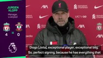 Klopp hails 'perfect signing' Diogo Jota after Southampton win