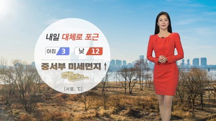 [날씨] 내일 대체로 포근...중서부 미세먼지 ↑ / YTN