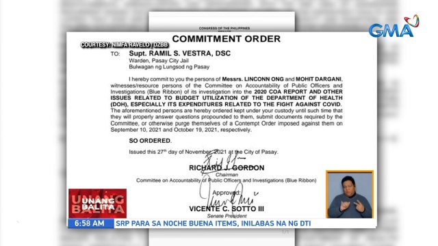 Paglilipat sa mga opisyal ng Pharmally Pharmaceuticals sa Pasay City Jail, aprubado na ngg Senado | UB