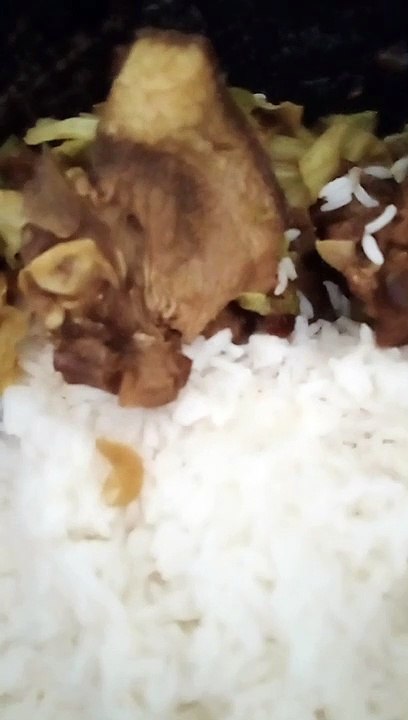 Bhat with basi pork curry