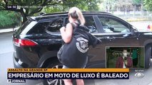 Um empresário foi baleado durante uma tentativa de assalto na Grande São Paulo. O alvo dos bandidos era a moto da vítima, avaliada em R$ 70 mil.