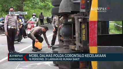 Mobil Dalmas Polda Gorontalo Kecelakaan, 16 Personel Dilarikan Ke Rumah Sakit