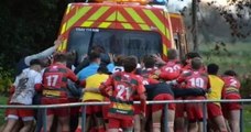 Nîmes : des jeunes rugbymen ont porté secours à des pompiers, dont le camion était enlisé dans la boue