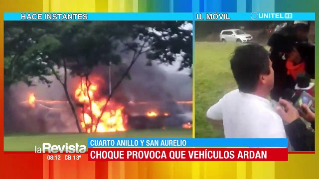 Santa Cruz: Micro choca contra un camión cisterna y ambos vehículos ardieron