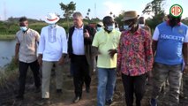 Région- Man / Le ministre Sidi Touré et le représentant résident de la FAO s’imprègnent du fonctionnement de la station d’alevinage de Dompleu