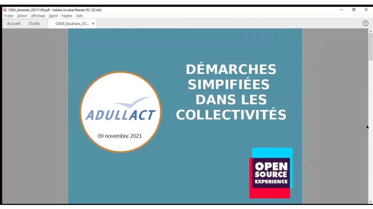 Journée BlueHats OSX 2021 - Adullact - Démarches Simplifiées dans les collectivités