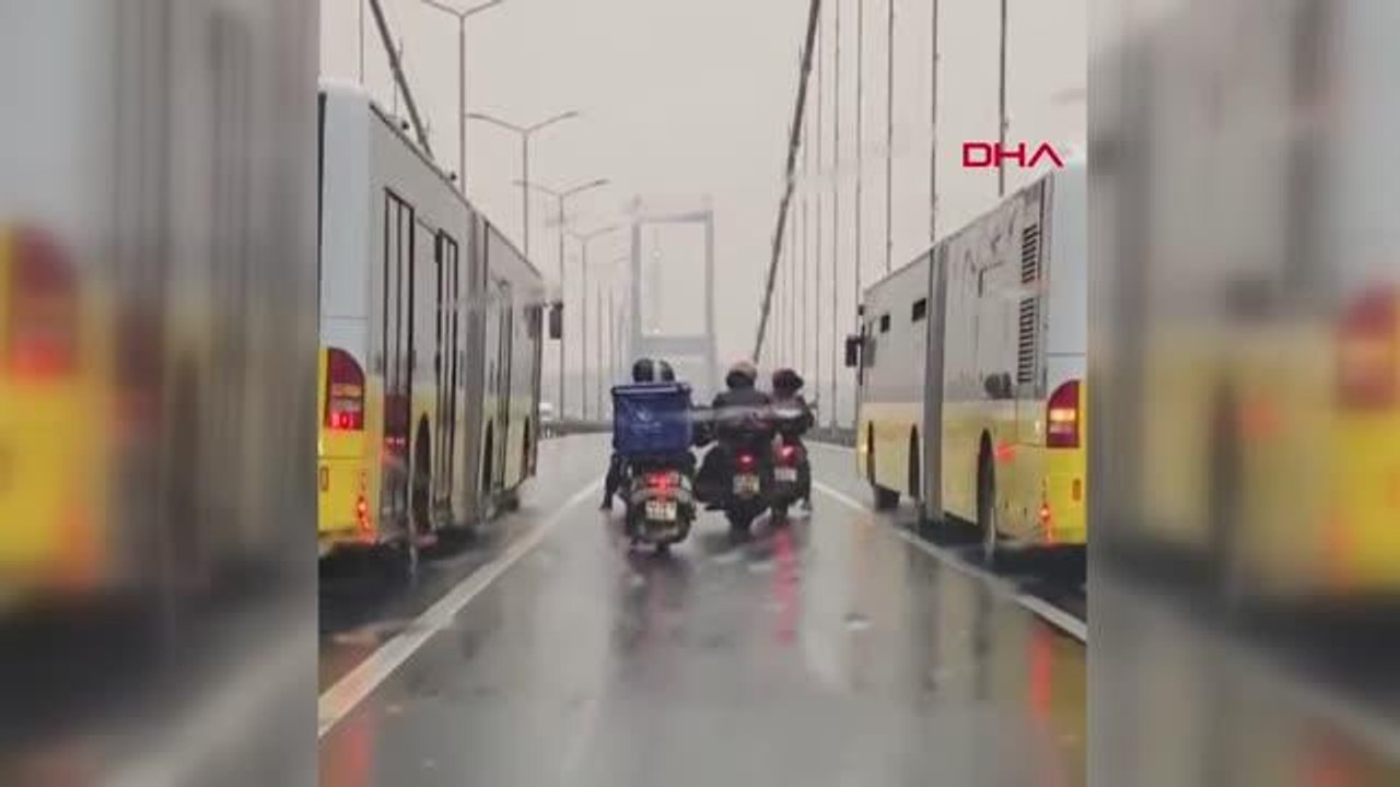 Son dakika haberi! 15 TEMMUZ ŞEHİTLER KÖPRÜSÜ'NDE 4 MOTOSİKLETLİYE 2 OTOBÜS KORUMASI