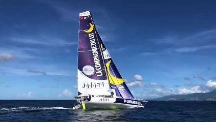 Le bateau "Compagnie du Lit - Jiliti" à l'arrivée de la Transat Jacques Vabre