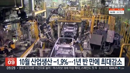 10월 산업생산 -1.9%…1년 반 만에 최대감소