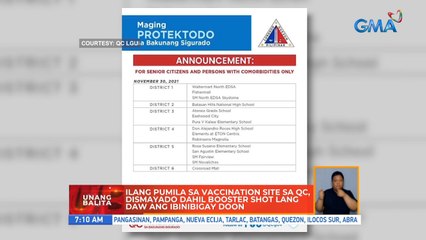 Ilang pumila sa vaccination site sa QC, dismayado dahil sa booster shot lang daw ang ibinibigay doon | UB