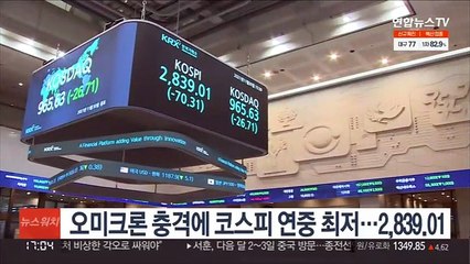 오미크론 충격에 코스피 연중 최저점…2,839.01
